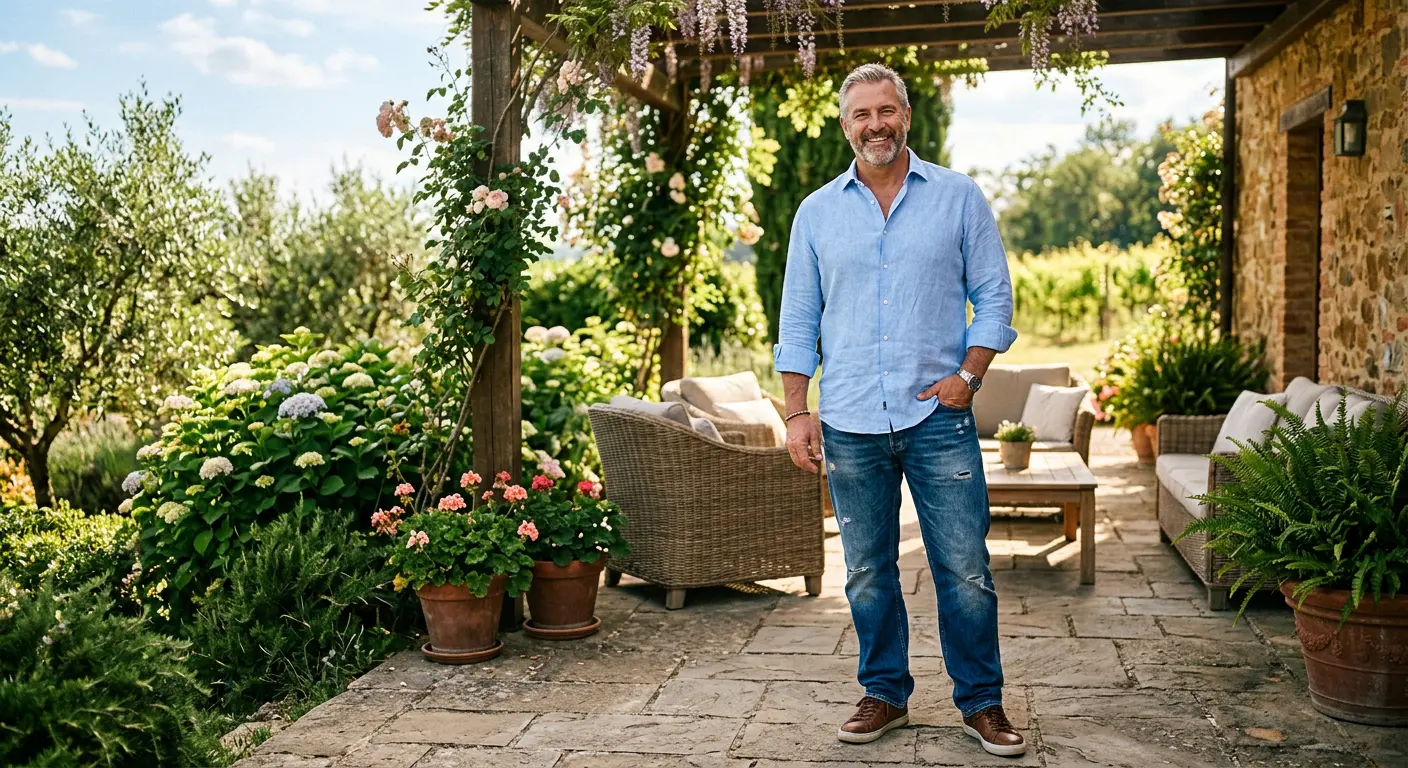 Man wearing comfortable casual big and tall clothing