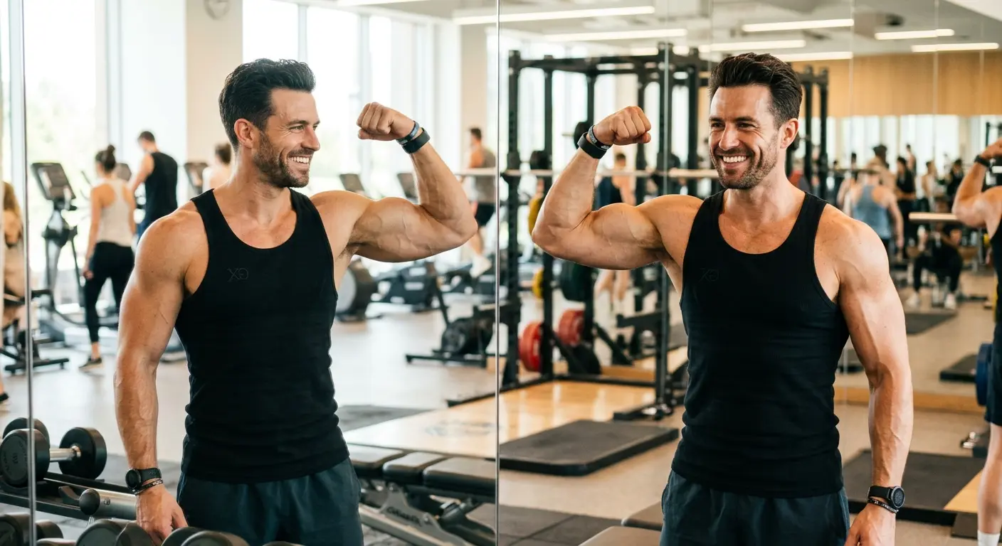Confident athlete showing results